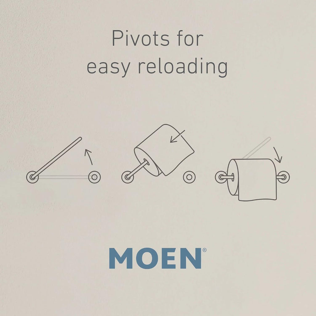 Moen YB0308BN Pivoting Double Post Toilet Paper Holder, Brushed Nickel