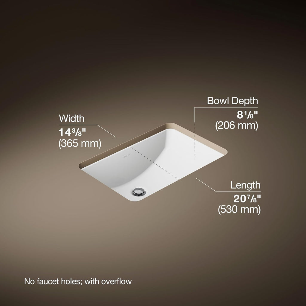 KOHLER K-2214-G-0 Ladena Undercounter Bathroom Sink, White One Size