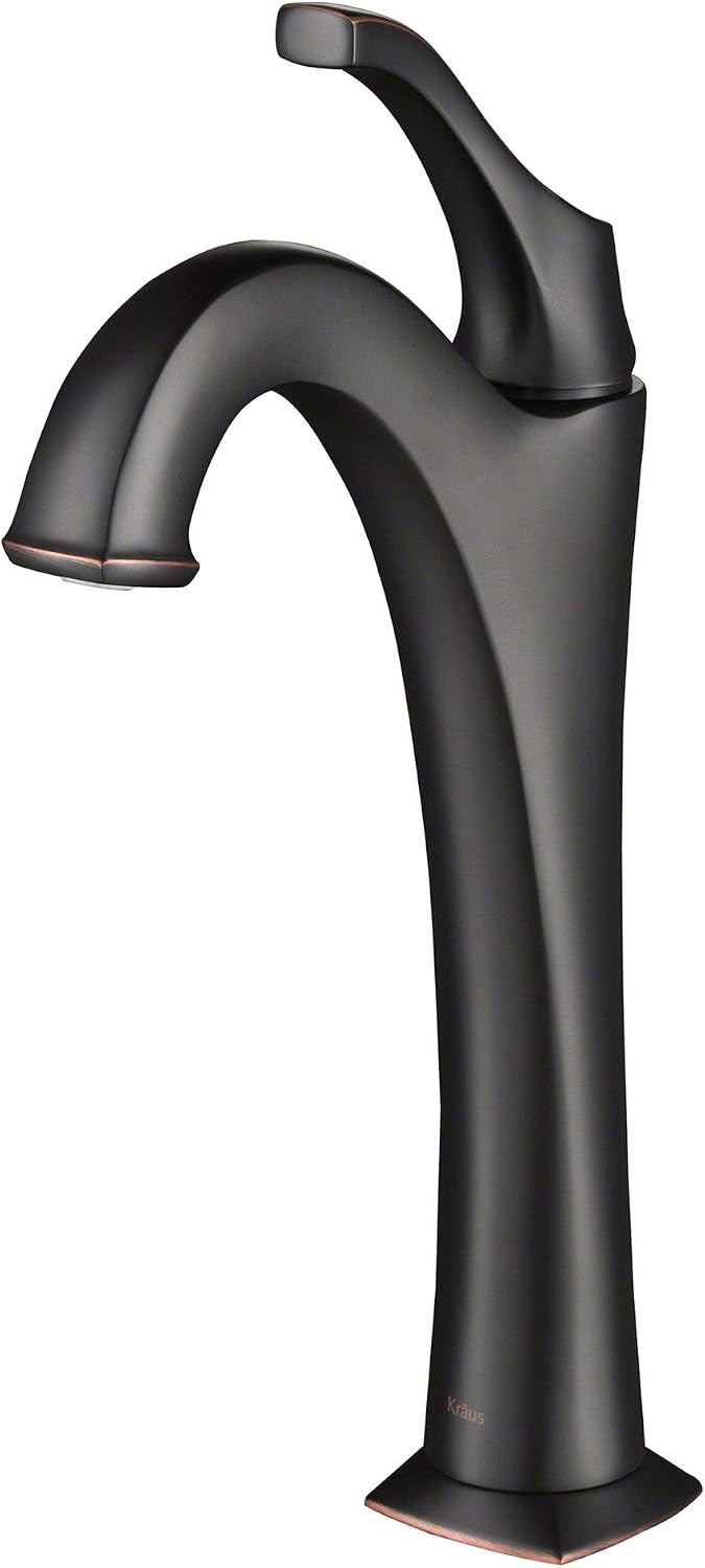 KRAUS KVF-1200ORB Arlo Single Handle Vessel Bathroom Faucet with Pop Up Drain, Oil Rubbed Bronze