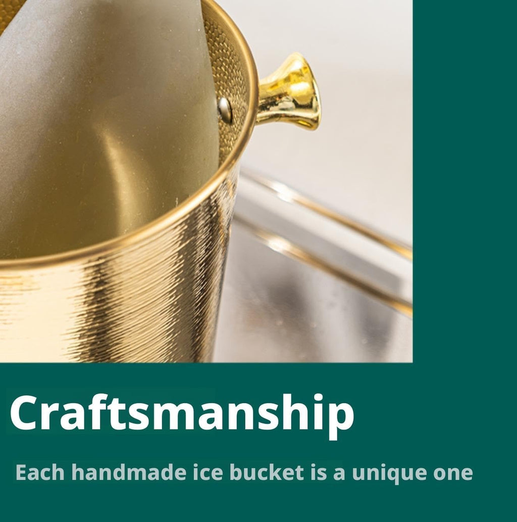 Metal Champagne Bucket Hammered Ice Bucket for Party Wedding(Gold,5L)
