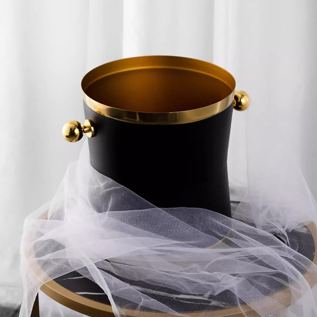 Ice Buckets for Parties, Luxurious Large Stainless Steel Champagne Bucket with Tall Stand, Matte Black Finished, 27.1 Inches Tall,for Home,Guest Rooms and Bar