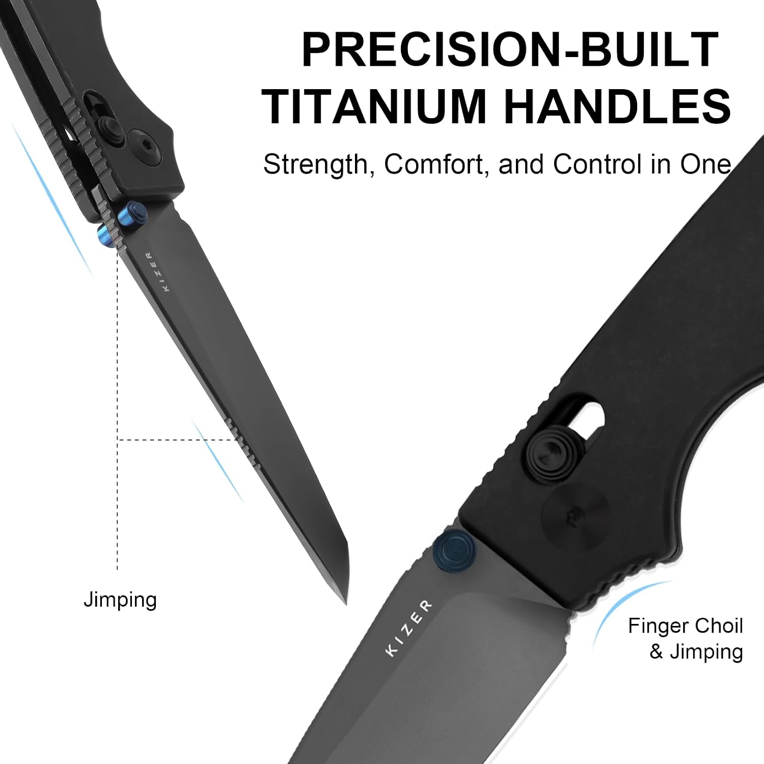 Kizer Original 2 EDC Pocket Knife, 3.2' S45VN Tanto Folding Knife with Titanium Handle, Thumb Stud Opener Clutch Lock, for Camping Hiking Fishing Ki3605.2TA1