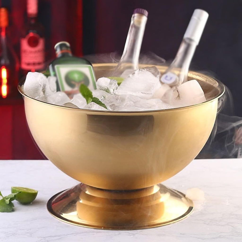 Ice Cube Trays 13.5L Stainless Steel Insulated Metal Ice Bucket, Large Ice Buckets for Parties, Beverage Tub/Ice Bucket Champagne Buckets for Business and Family Party Ice Bucket For Party(Gold)