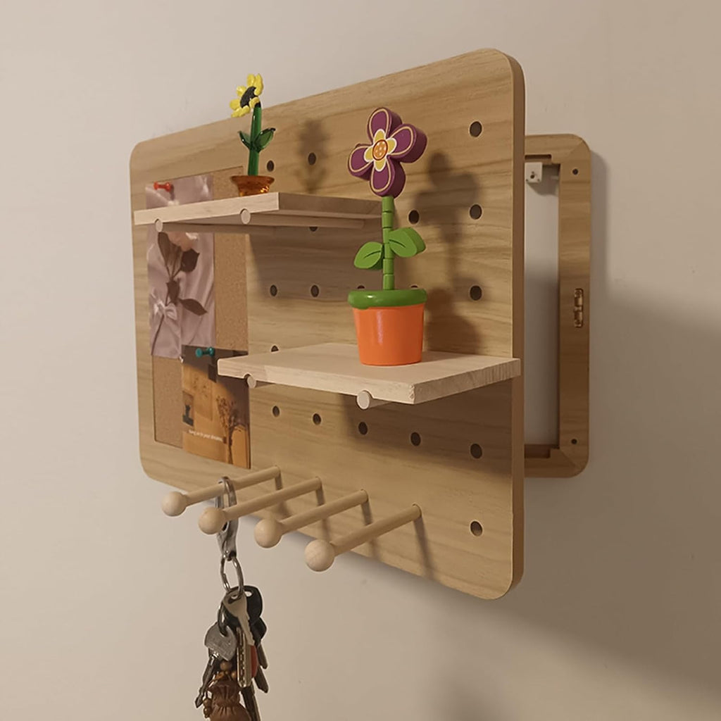 Electrical Panel Cover Electrical Panel Cover with Hook & Shelf, Wood Distribution Cover Hide Breaker Box, Removable Decorative Fuse Box Covers, Hanging Clothing(WXL-50 x 40CM-19.7x15.7)