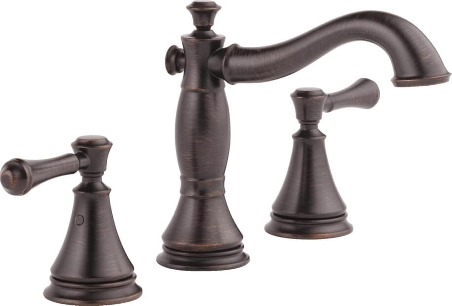 Delta Cassidy Oil Rubbed Bronze Bathroom Faucet 3 Hole, 8 Inch Widespread Bathroom Sink Faucet for Vanity, Metal Push-Pop Drain Assembly, Venetian Bronze 3597LF-RBMPU