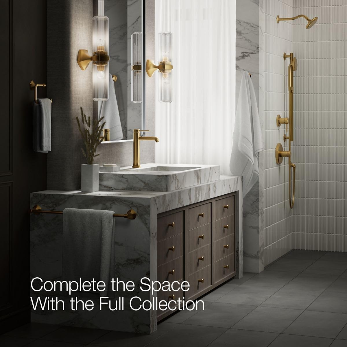KOHLER 27003-4K-2MB Occasion Tall Single-Handle Bathroom Faucet with Pop-Up Drain Assembly, One Hole Bathroom Sink Faucet, 1.0 gpm, Vibrant Brushed Moderne Brass
