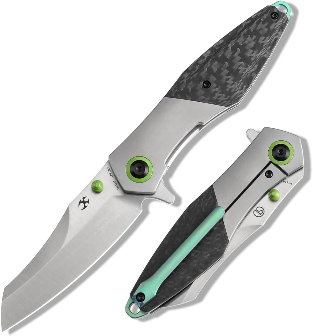 KANSEPT Mistaken Folding Knives for Men EDC Camping Pocket Folding Knife 3.58'' Satin CPM 20CV Blade with Titanium Twill Carbon Fiber Handle Everyday Carry K1053A2