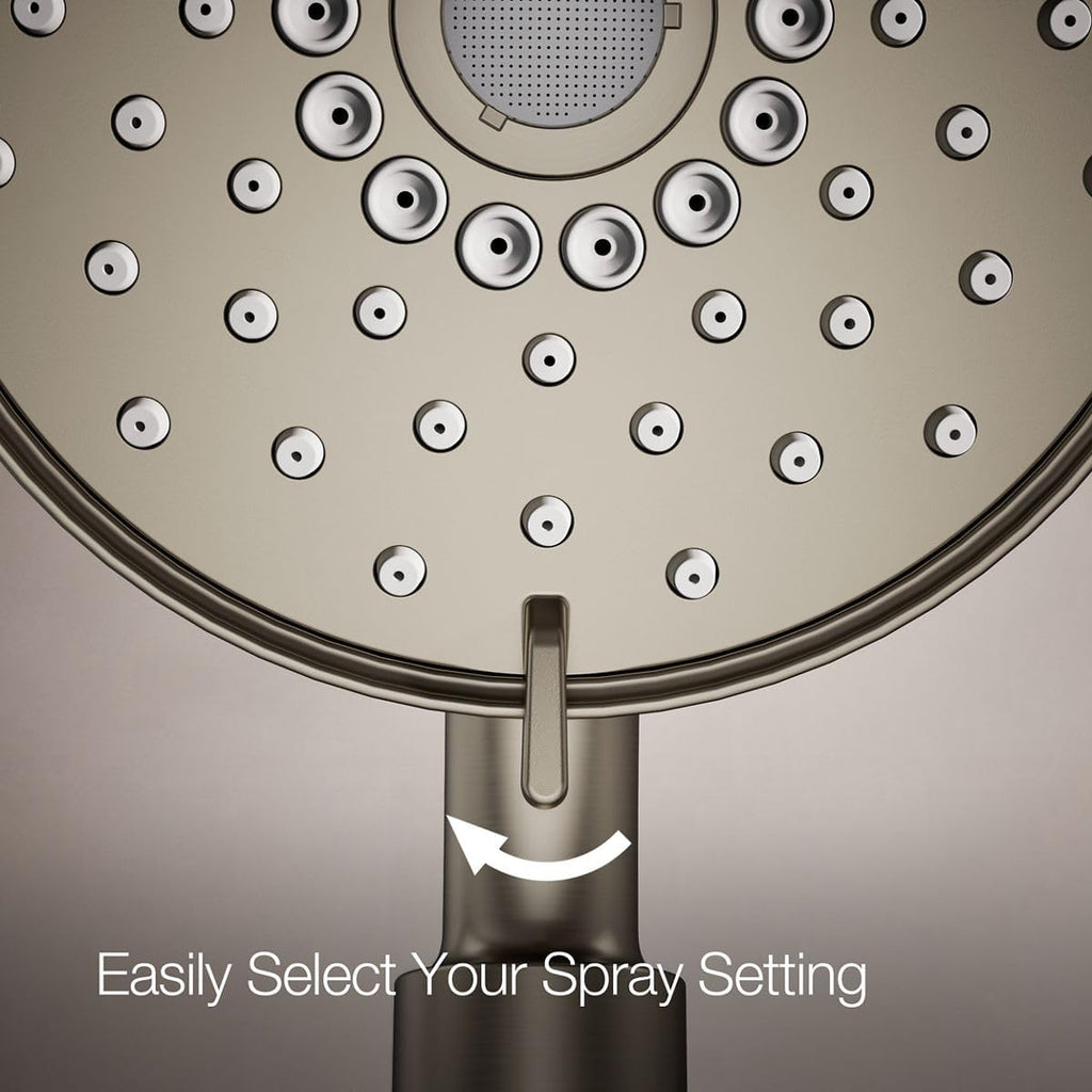 KOHLER 23219-BN Purist 2-in-1 Multi Function Shower Kit with SHOWERHEAD & HAND SHOWER, Full Coverage & Rotating Rail, Vibrant Brushed Nickel, 2.5 GPM