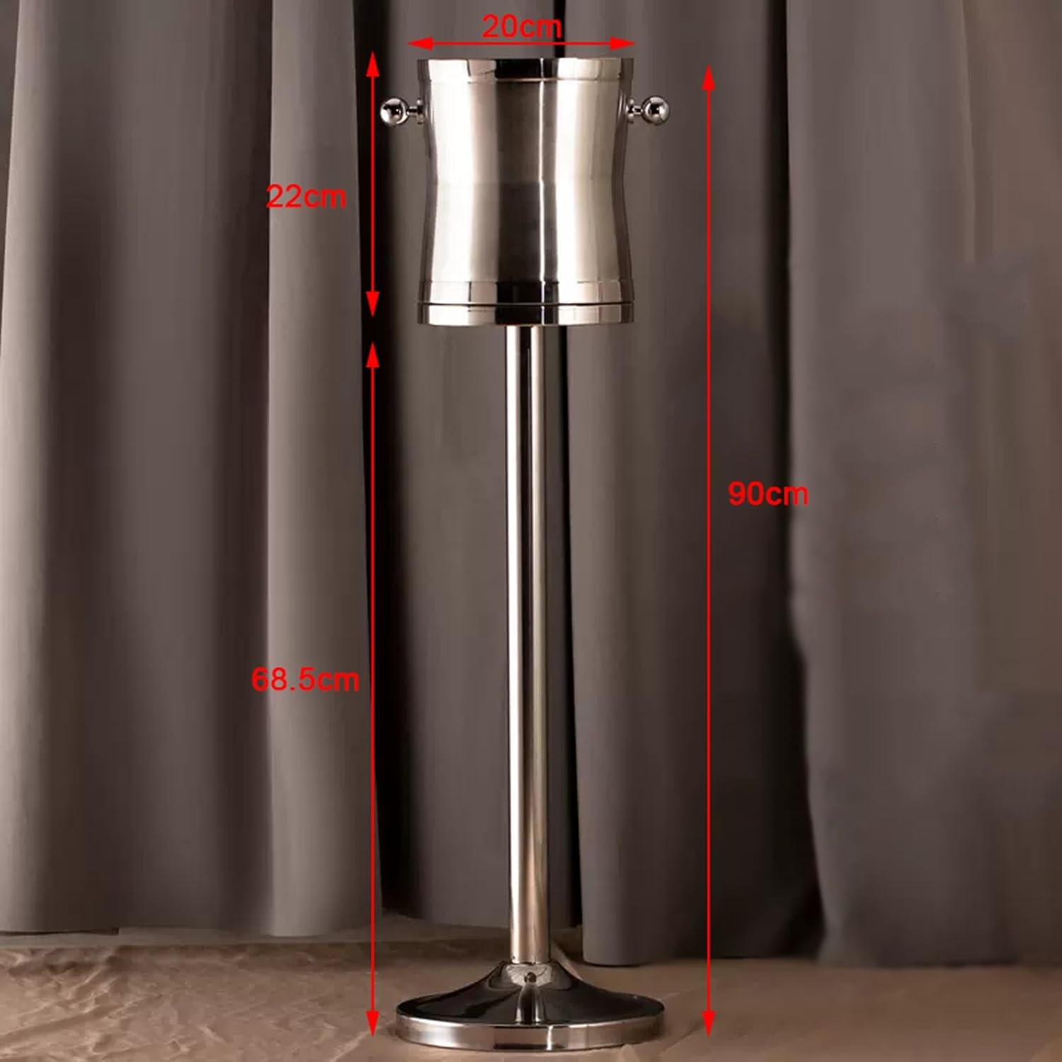 Bar Ice Bucket Stainless Steel Double Wall Ice Bucket with Stand Wine Chiller Ice Buckets for Parties Festival Bar Outdoor or Indoor Use, 4L,Height 35.4 inches Champagne Bucket
