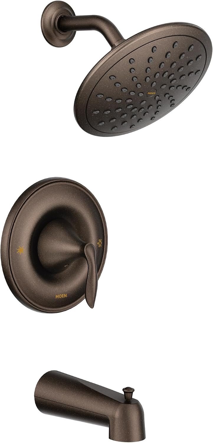 Moen Eva Oil Rubbed Bronze Tub and Shower Faucet Trim with Eco-Performance Rainshower, Valve Required, T2233EPORB