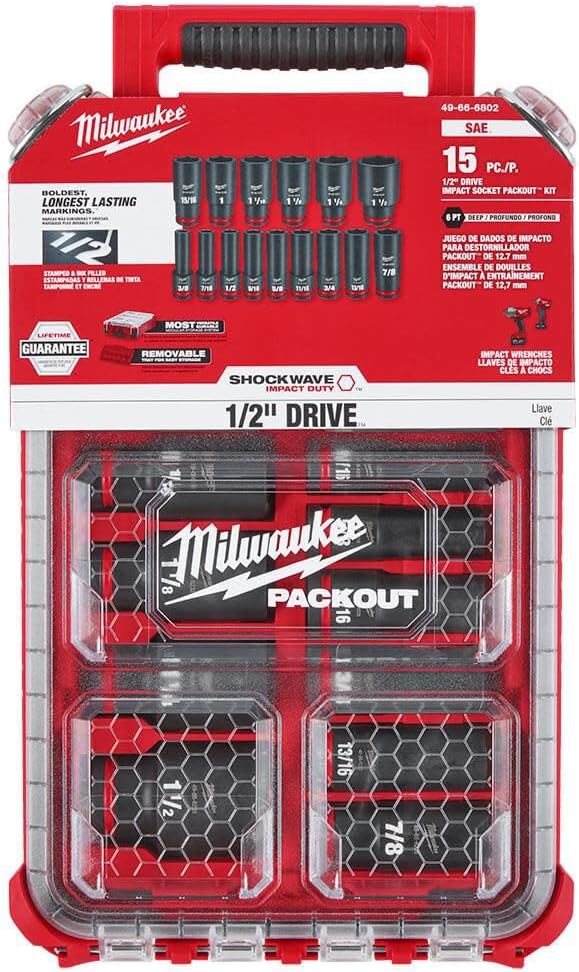 Milwaukee Electric - Shockwave Impact Duty. Socket 1/2. DR 15PC SAE PAC