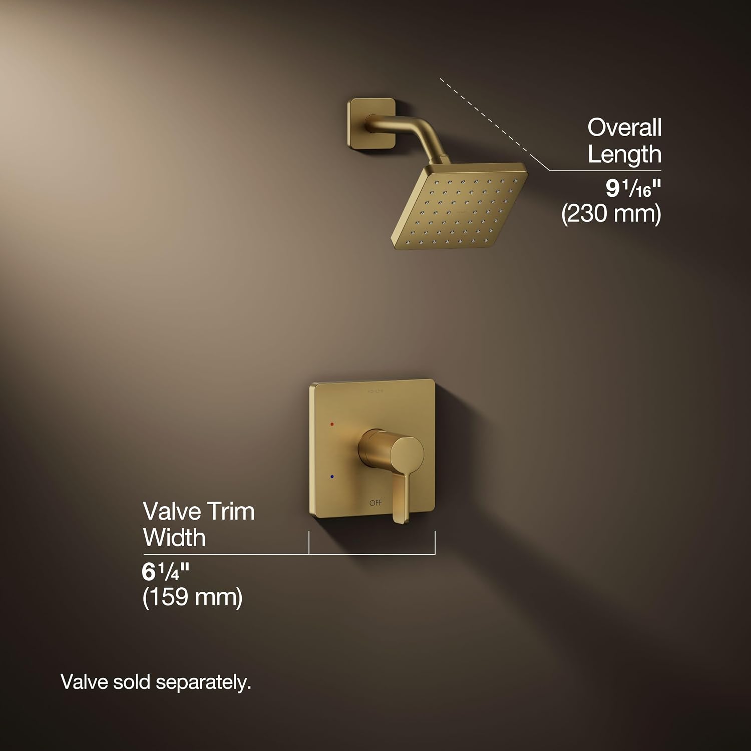 Kohler K-TS23503-4G-2MB Parallel Rite-Temp Shower Trim Kit with Lever Handle, 1.75 GPM, Vibrant Moderne Brushed Brass