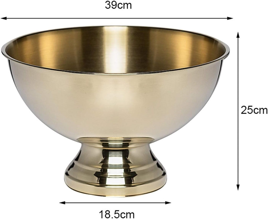 Ice Bucket Round Champagne and Wine Beer Tub - Stainless Steel - Large Suitable for Family Bar Dance Drink Cooler for Parties(Gold)