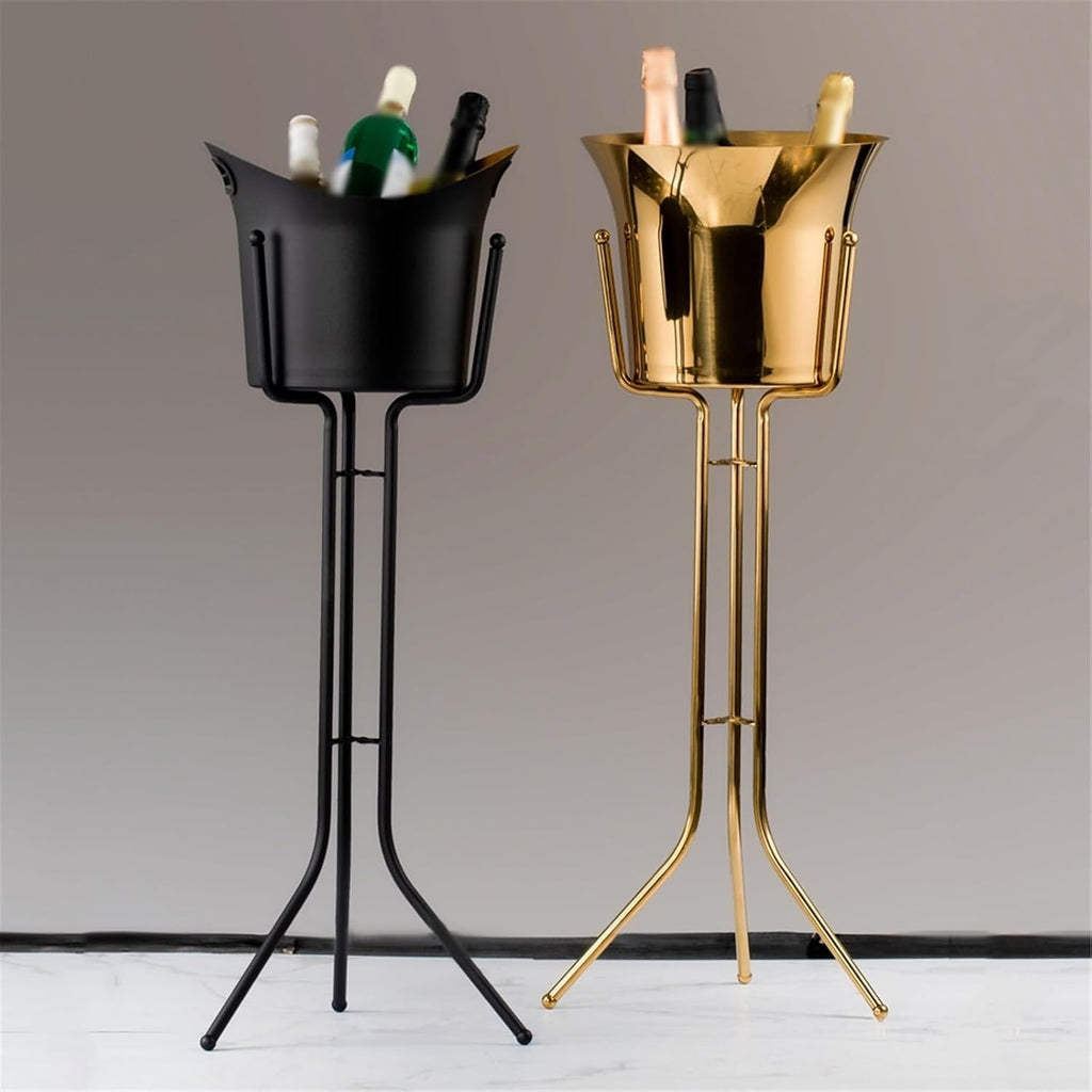 Ice Buckets Stainless Steel Floor-Standing Champagne Bucket Large Ice Bucket Bar Party(Rose Gold)