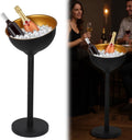 Generic 12L Champagne Ice Bucket with Stand Standing Ice Buckets Stainless Steel for Wedding KTV Club BBQ Party Home Outdoor