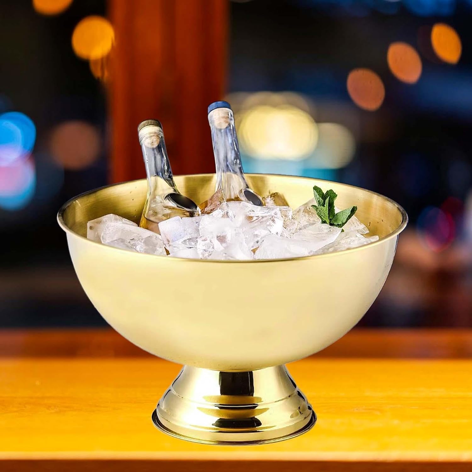Ice Bucket for Party Beer Bucket Champagne Ice Bucket Multipurpose Wine Bucket for Wedding KTV Restaurant Barbecue Parties, Gold