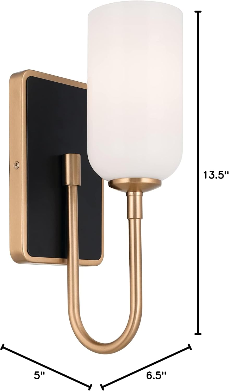 Kichler Solia 1-Light Wall Sconce, Modern Light with Opal Glass in Champagne Bronze with Black, Damp Rated, for Bathroom, Bedroom, Living Room, or Hallway (13.5' x 5'), 55161CPZ