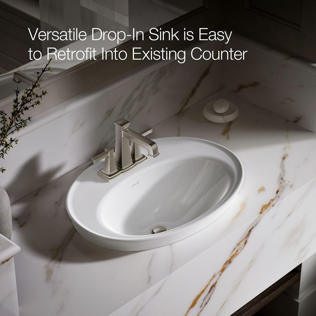 Kohler K-2075-4-0 Serif Self-Rimming Bathroom Sink, White