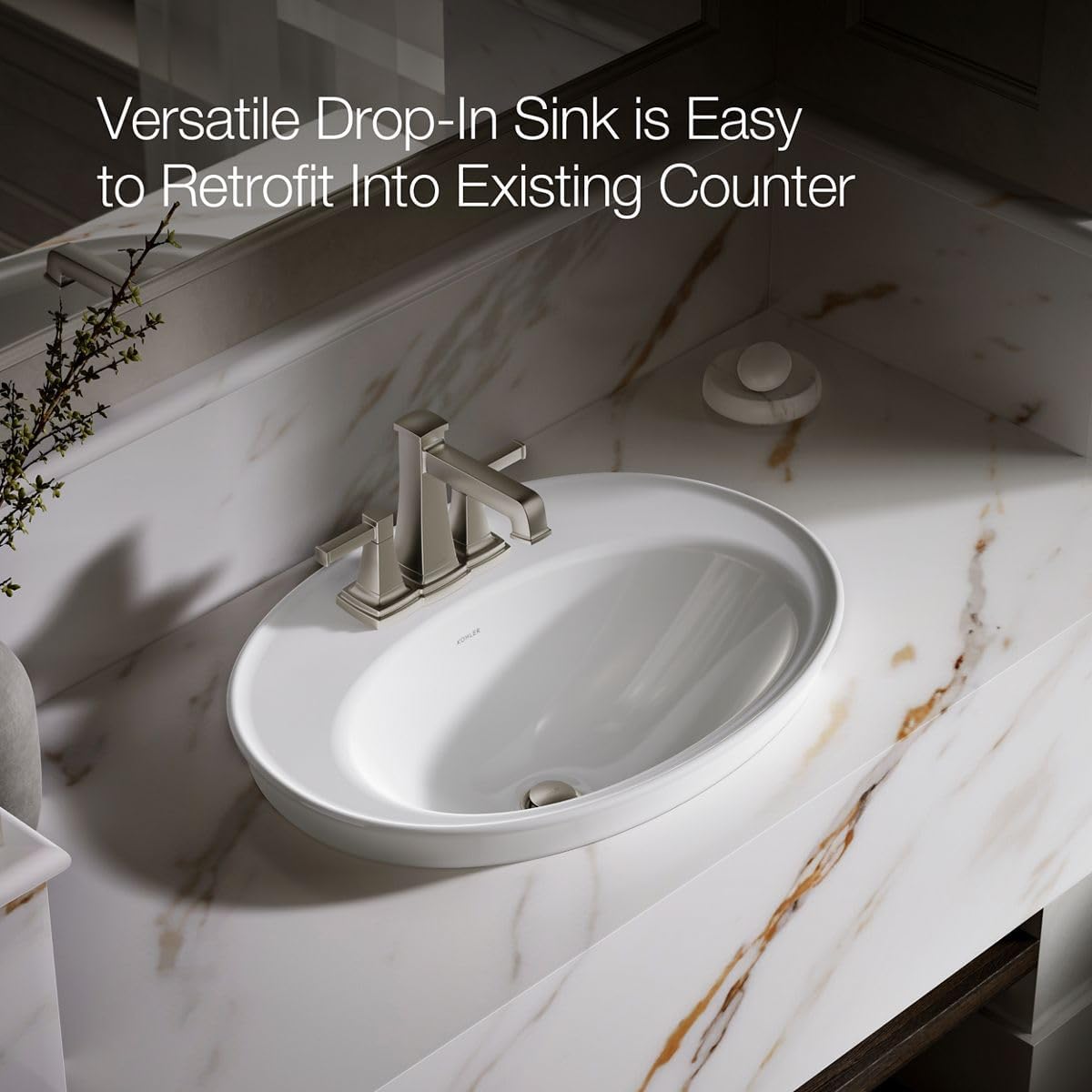 Kohler K-2075-4-0 Serif Self-Rimming Bathroom Sink, White