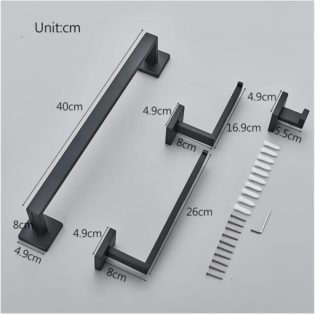 Bathroom Hardware Set Robe Hook/Toilet Paper Holder/Towel Bar Bathroom Accessories Stainless Steel Hardware(Brushed Nickel 40)