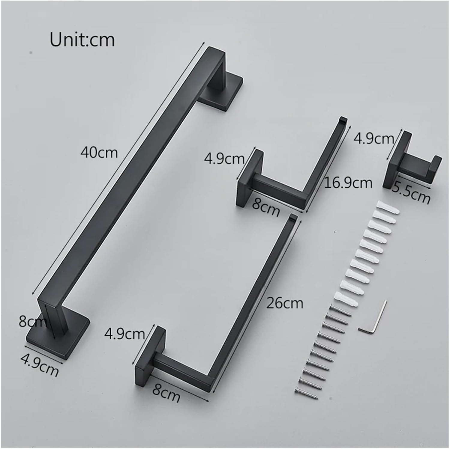 Bathroom Hardware Set Robe Hook/Toilet Paper Holder/Towel Bar Bathroom Accessories Stainless Steel Hardware(Brushed Nickel 40)