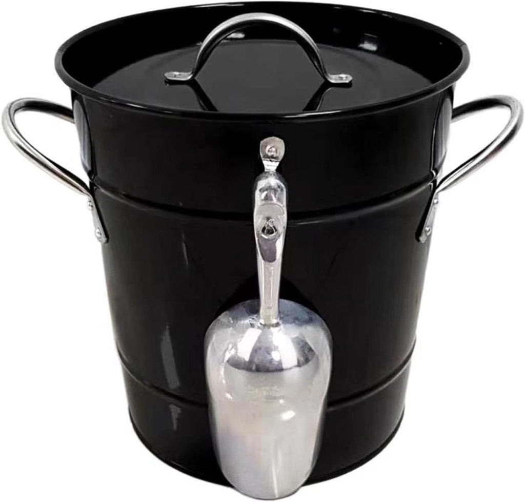 Ice Bucket with Lid and Ice Tongs,3.5L Metal Double Wal Ice Bucket with Lid and Scoop,Ice Buckets for Parties,Ice Bucket for Cocktail Bar,Metal Drink Cooler