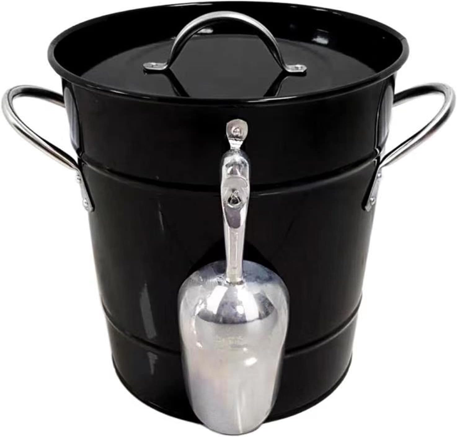 Ice Bucket with Lid and Ice Tongs,3.5L Metal Double Wal Ice Bucket with Lid and Scoop,Ice Buckets for Parties,Ice Bucket for Cocktail Bar,Metal Drink Cooler