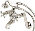 Kingston Brass KS269PN Kingston Tub Wall Mount Clawfoot Tub Faucet with Hand Shower, Polished Nickel