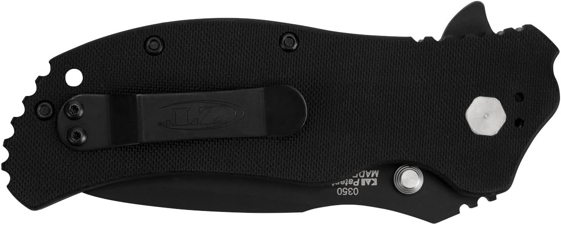 Zero Tolerance 0350 Folding Pocket Knife; 3.25' S30V Stainless Steel Blade with Tungsten DLC Finish; Textured G-10 Handle Scales, SpeedSafe Assisted Opening, Liner Lock, Quad-Mount Clip; 6.2 OZ.