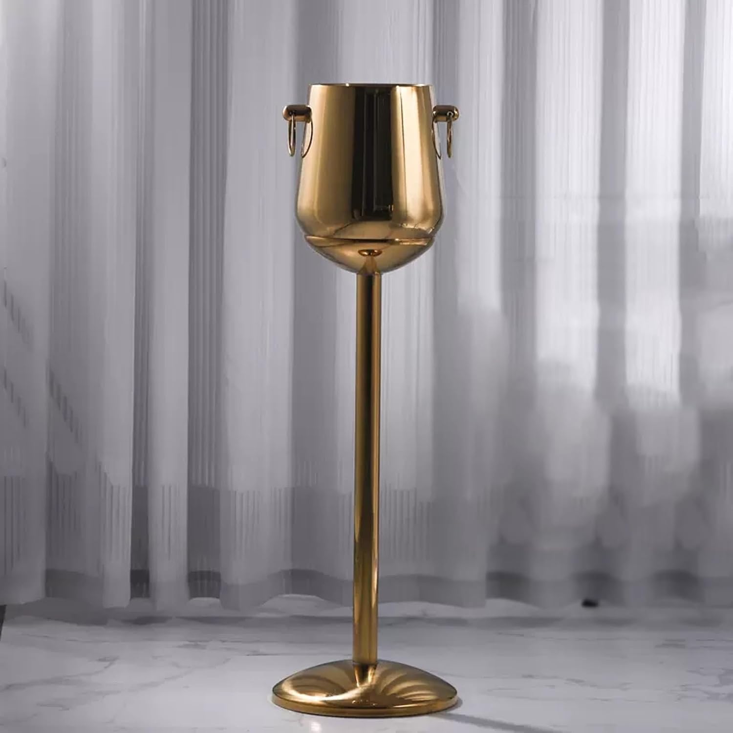 Champagne Bucket Ice Bucket with Stand Golden Stainless Steel Wine Bucket and Stand Holder Holds Beer, Wine, Champagne and More for Party Home KTV Club Bar Wine Bucket