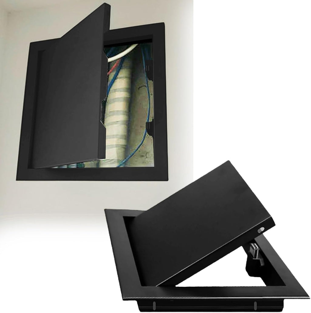 Attic Wall Celling Access Door Metal, Black Access Panel for Plumbing Electrical, Click to Open Drywall Wall Hole Cover Plate, Includes Screws(16x14in(40x35cm))