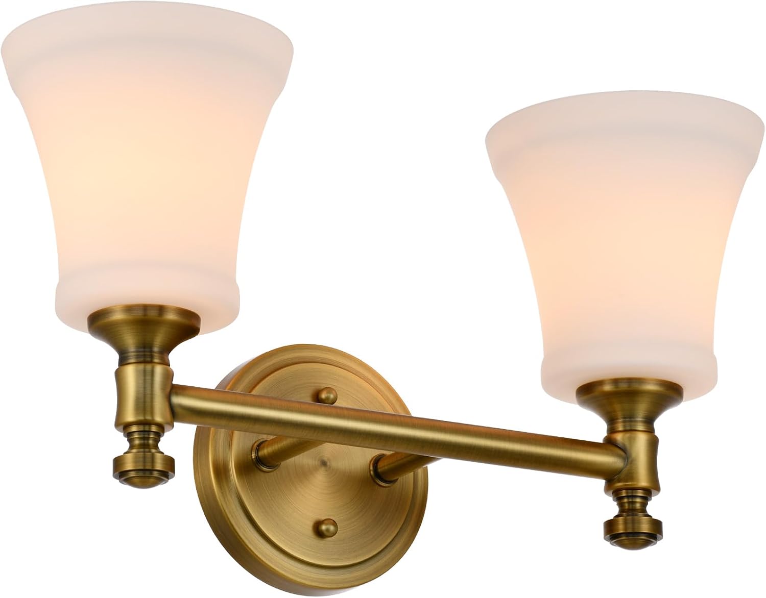 Champagne Bronze Bathroom Vanity Light Fixtures, Traditional Gold 2 Lights Wall Sconce Lighting with Large Opal Glass Shade, Porch Wall Mount Light Fixture for Bathroom, Mirror Cabinets Hallway Stairs
