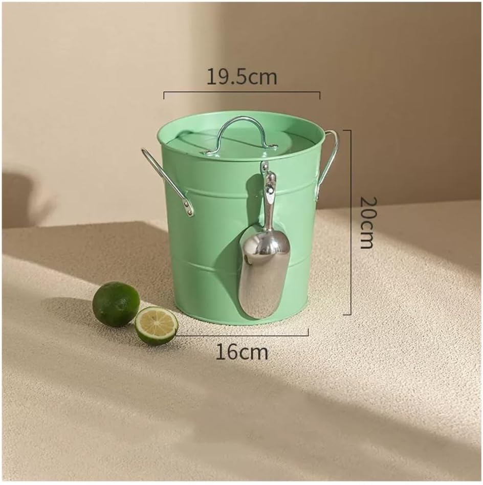 Ice Bucket, 3.5 Liter Double Wall Ice Bucket Insulated Ice Buckets with Lid and Scoop Thickened metal Ice Buckets , Party Beverage Tub for Home Kitchen Parties Cocktail Bar Ice Buckets For Parties(Gre
