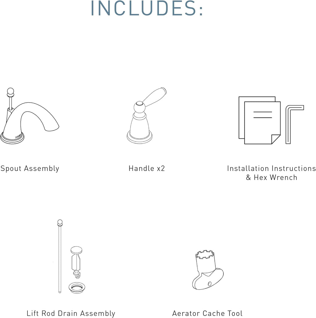 Moen Brantford Oil-Rubbed Bronze Two-Handle Widespread Bathroom Faucet Trim Kit Bathroom Faucets for Sink 3-hole Deck Mounted Setup, (Valve Required), T6620ORB