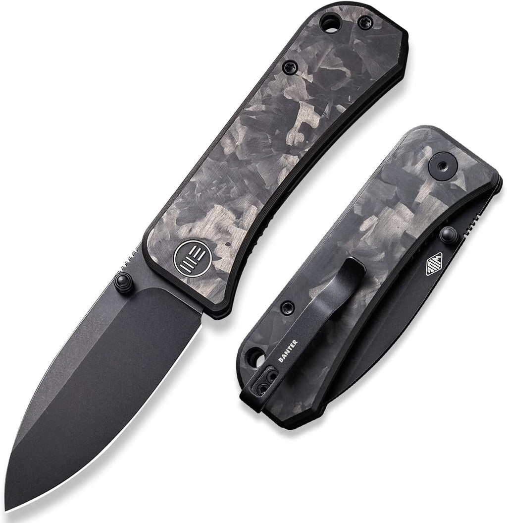 WeKnife Banter Pocket Knife for EDC, Ben Petersen Folding Knife with 2.9'S35VN Blade, Cabon Fiber Handle Titanium Thumb Stud Opener 2004H (Marble)