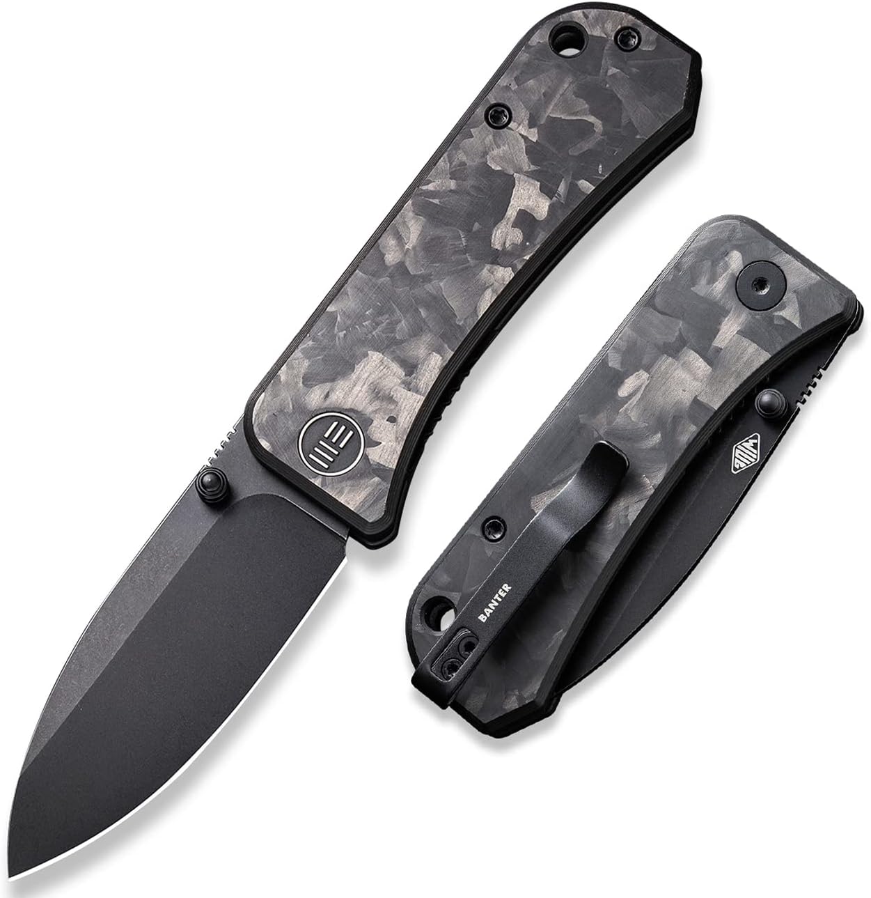 WeKnife Banter Pocket Knife for EDC, Ben Petersen Folding Knife with 2.9'S35VN Blade, Cabon Fiber Handle Titanium Thumb Stud Opener 2004H (Marble)