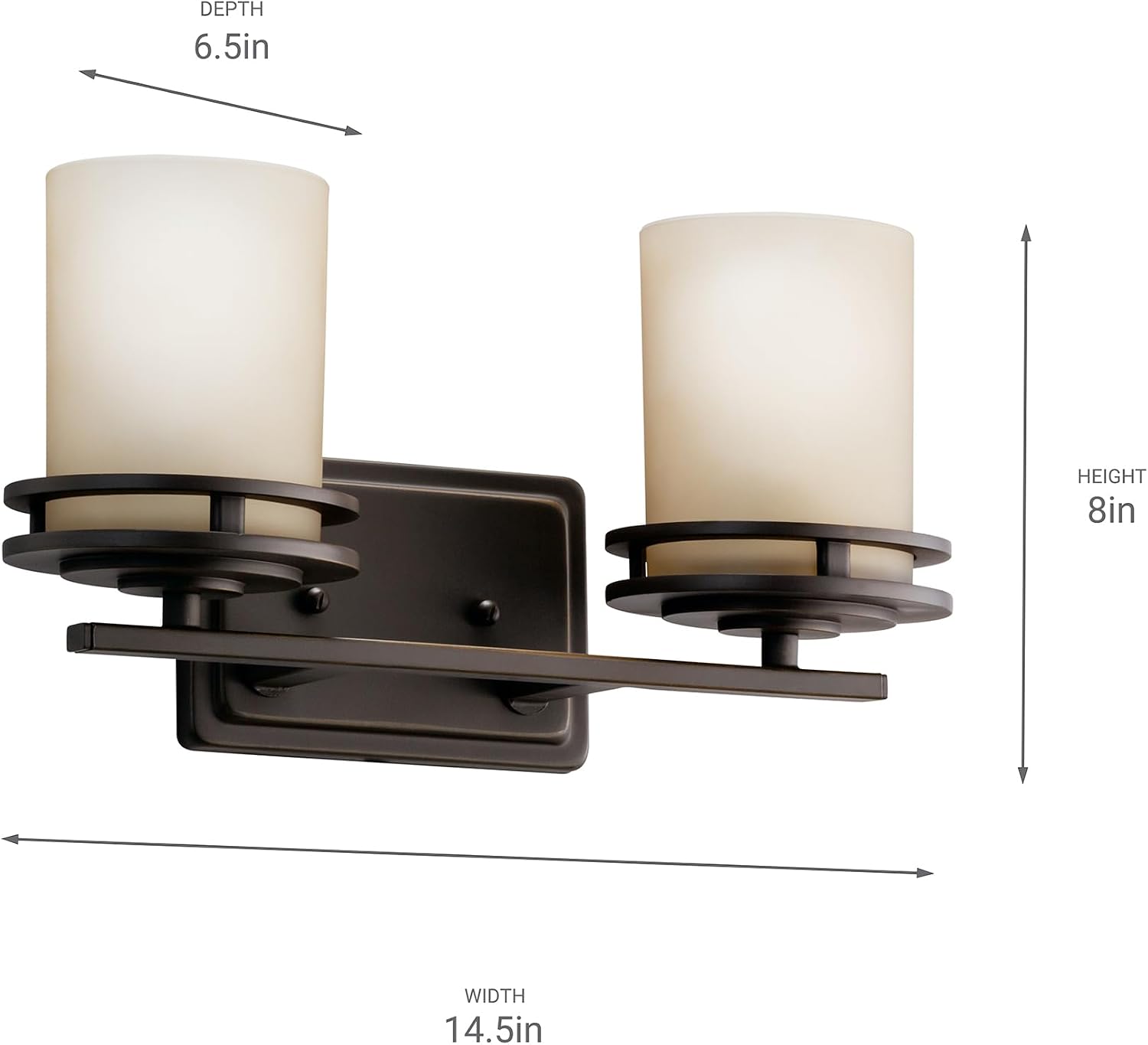 Kichler Hendrik 14.5' 2 Light Vanity Light with Light Umber Etched Glass Olde Bronze®