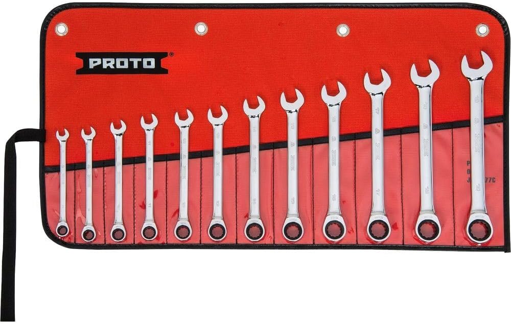 12 pc Metric Combo Non-Reversible Ratchet Wrench Set-12 Pnt
