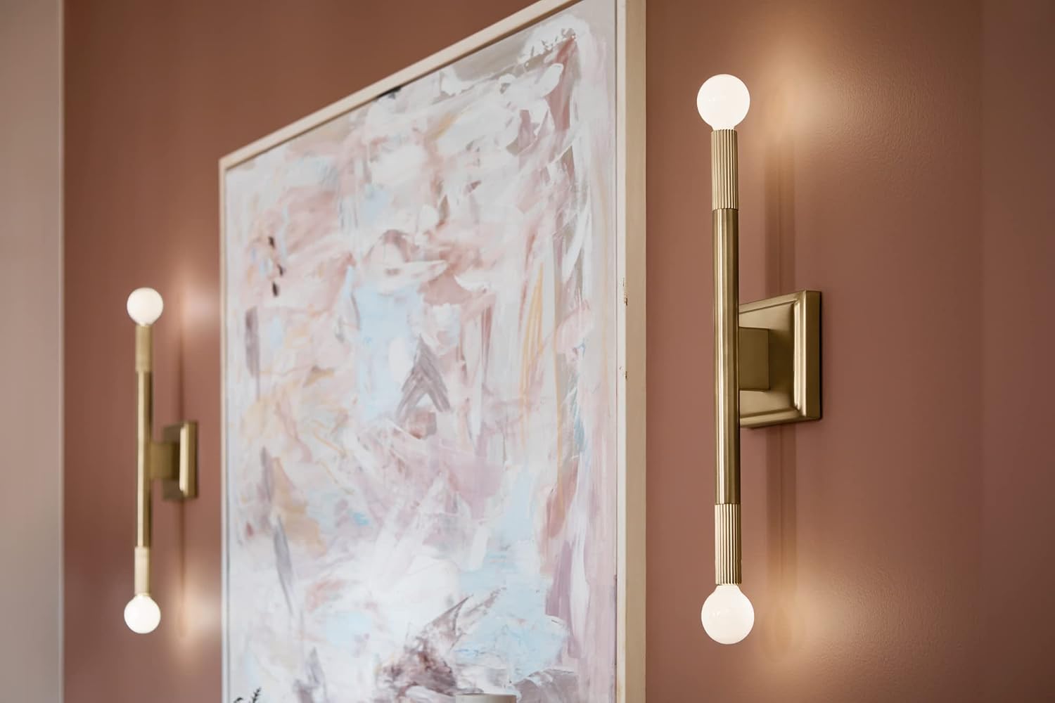 Kichler Odensa 2-Light Wall Vanity, Modern Light in Champagne Bronze, Mount Horizontally or Vertically, for Illuminating Art, TV, Mirrors, Bookshelves, Bed, Vanity, Bar, Hallways (17' x 5'), 52556CPZ