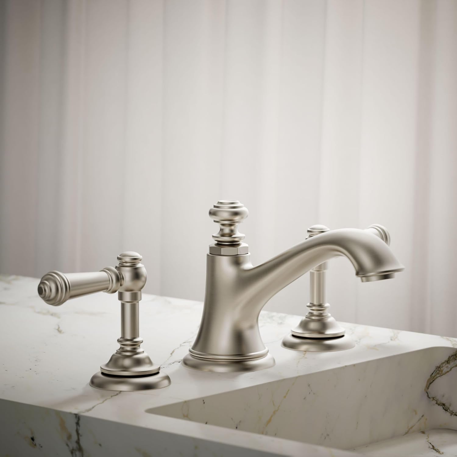Kohler K-98068-4-BN Artifacts Bathroom Sink Lever Handles, Less Spout, Vibrant Brushed Nickel