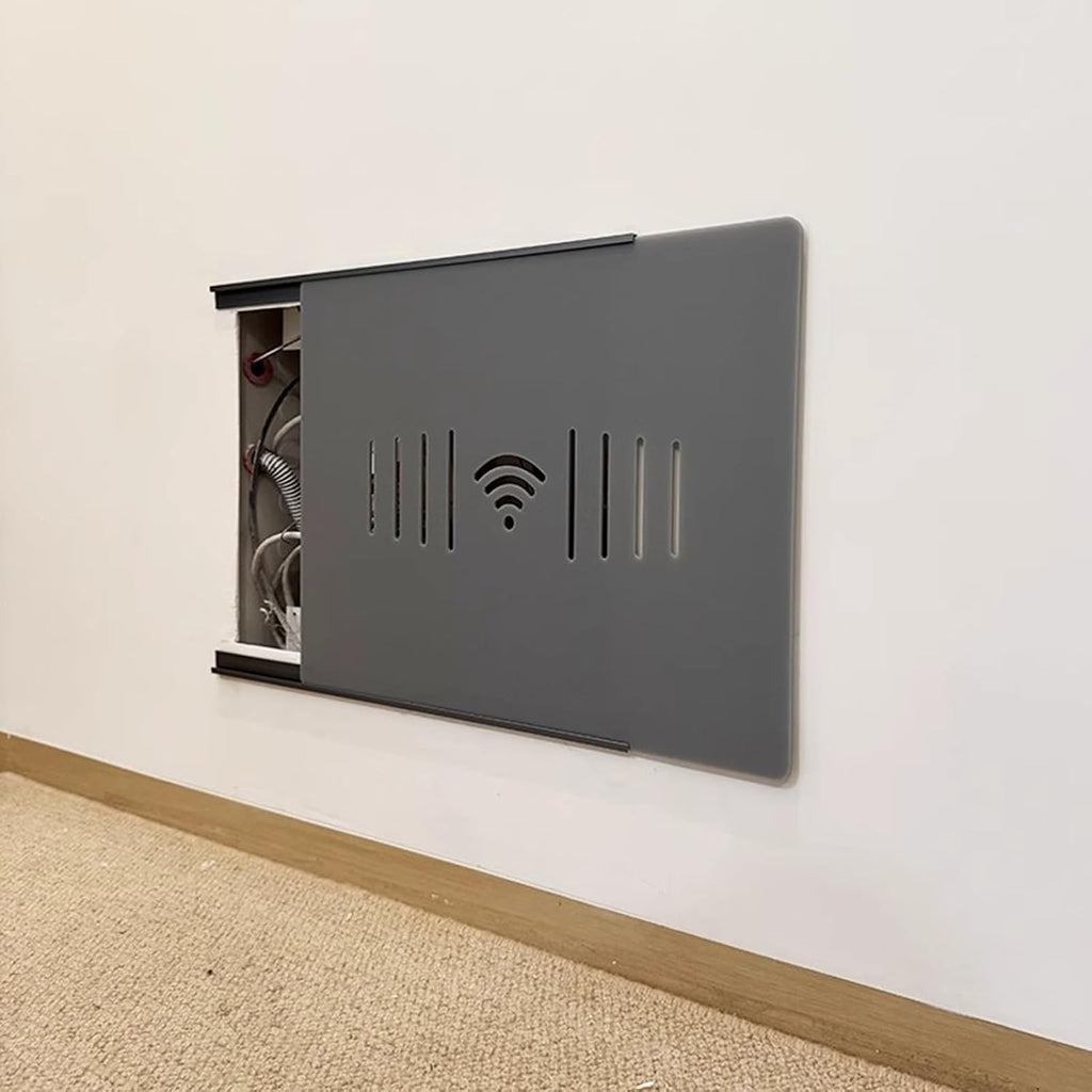 Electrical Panel Cover Sliding Breaker Box Cover with Self Adhesive Track, Extra Thin Electrical Panel Cover Decorative Wall, Safe Distribution Box Protective Lid(Gray C,55 x 45 cm/21.7 x 17.7 in)