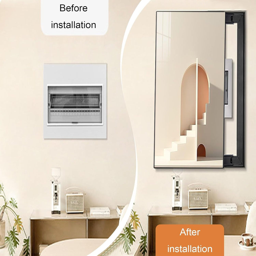 Breaker Box Cover Decorative, Hiding Electrical Panel Cover, Meter Box Protective Lid, Easy to Clean, Multiple Sizes and Styles, Easy Installation(White 3,60 * 80cm/23.6 * 31.5in)