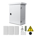 Metal Outdoor Enclosure with Rain Hood Electrical Box Weatherproof WiFi/Network Enclosure Breaker Box with Fan-Vent Design Cable Project Cabinet with Mounting Track Hole in Back 16X20X10