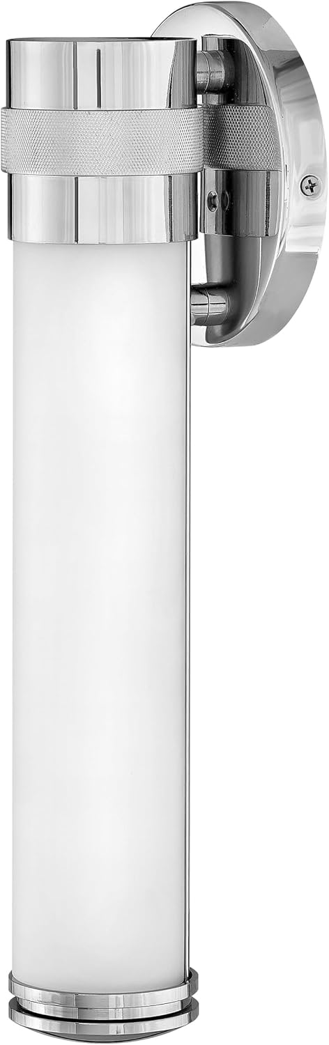 Hinkley Remi 5070CM Integrated LED 16W Bathroom Vanity Sconce, Etched White Glass, Mid-Century Modern, ADA Compliant, Chrome