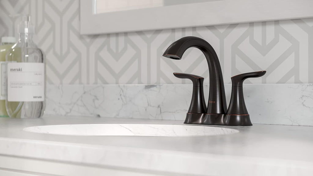 Pfister Weller Bathroom Sink Faucet, 4-Inch Centerset, 2-Handle, 3-Hole, Tuscan Bronze Finish, LG48WR0Y
