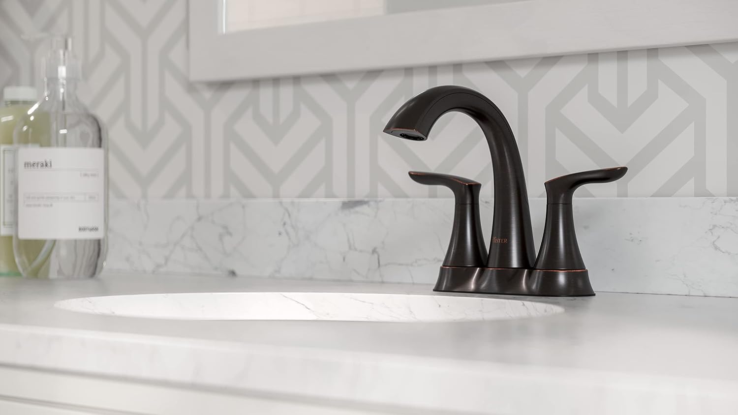 Pfister Weller Bathroom Sink Faucet, 4-Inch Centerset, 2-Handle, 3-Hole, Tuscan Bronze Finish, LG48WR0Y