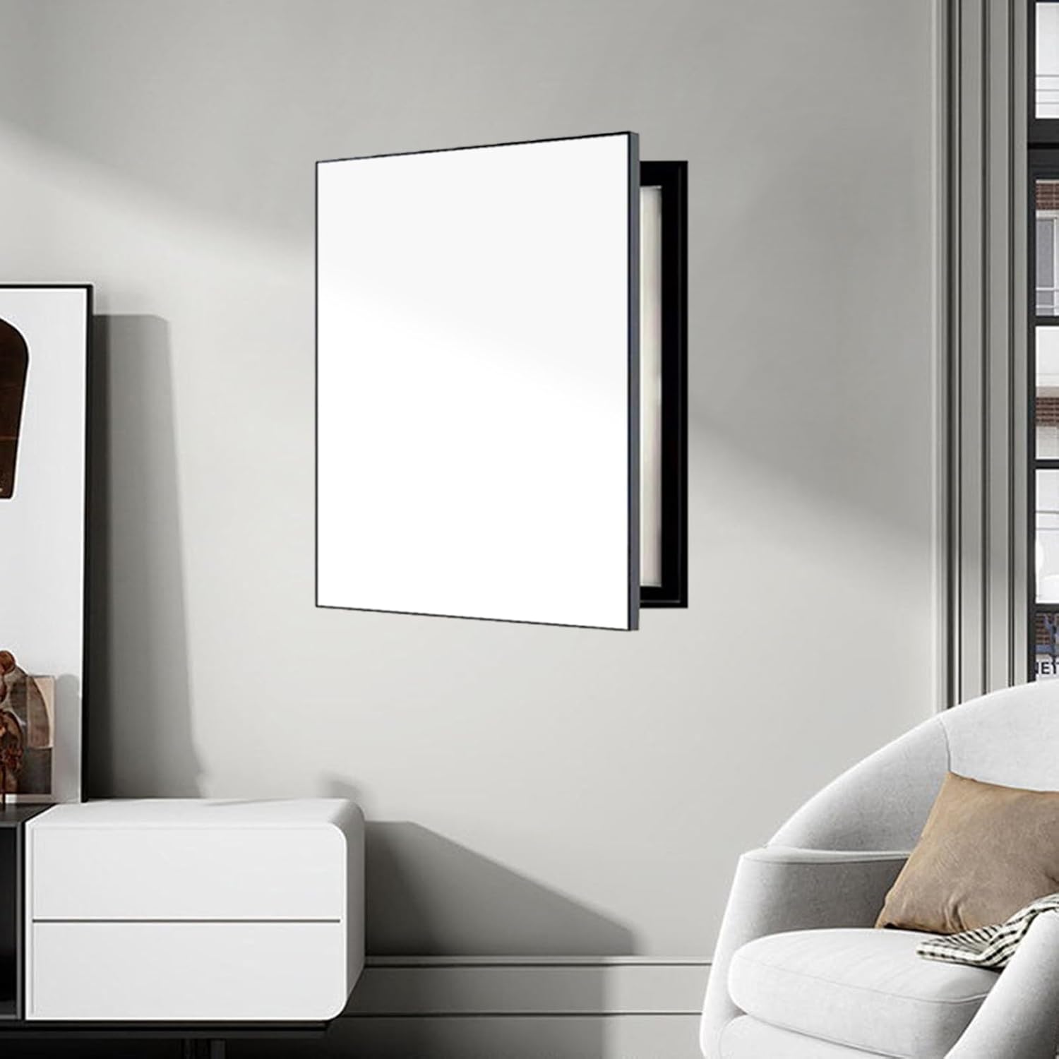 Electrical Panel Cover Minimalist Hidden Electrical Box Cover, White Screen Electric Meter Panel Cover, Breaker/Distribution Panel Decoration with Hinged Frame(WXH-45 x 55CM-17.7 x 21.7)