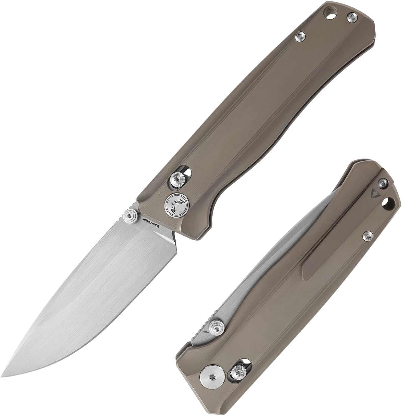CMBMADEKNIVES CMB Braveman EDC Knife Folding Pocket knife with Clip for Men and Women Crossbar Lock Knife with S35VN Steel Blade Titanium Handle for Outdoors Camping Hiking-CMB-17 (CMB-17G)