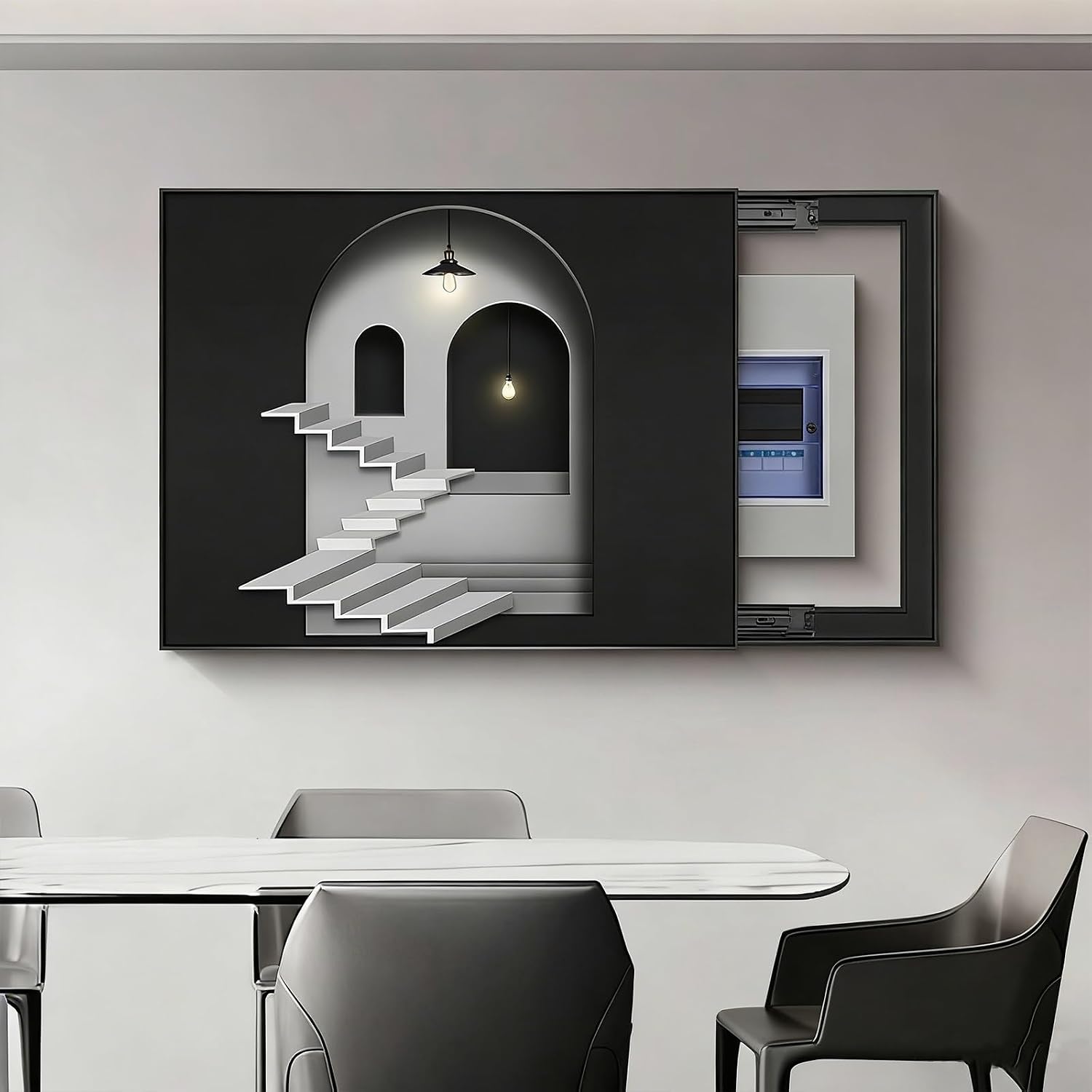 JHDXL Breaker Box Cover, Electrical Panel Cover Decorative, Electric Meter Box Decorative Painting, Crystal Porcelain Painting, for Living Room Home Offices Wall(Black5,70 * 50cm/27.6 * 19.7in)
