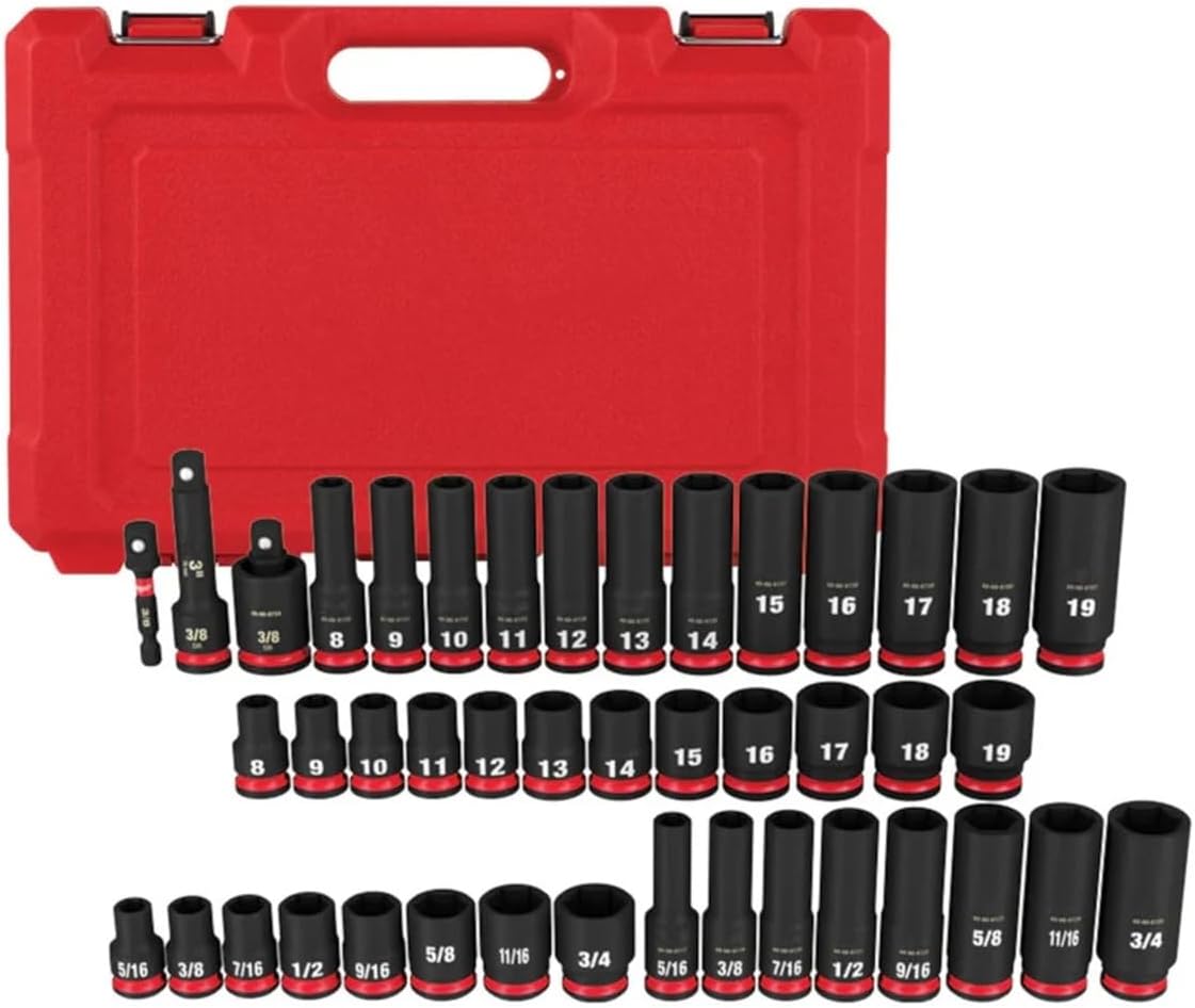 49-66-7009 SHOCKWAVE 3/8' Impact Duty SAE/Metric Socket Set - 43 PC For Milwaukee